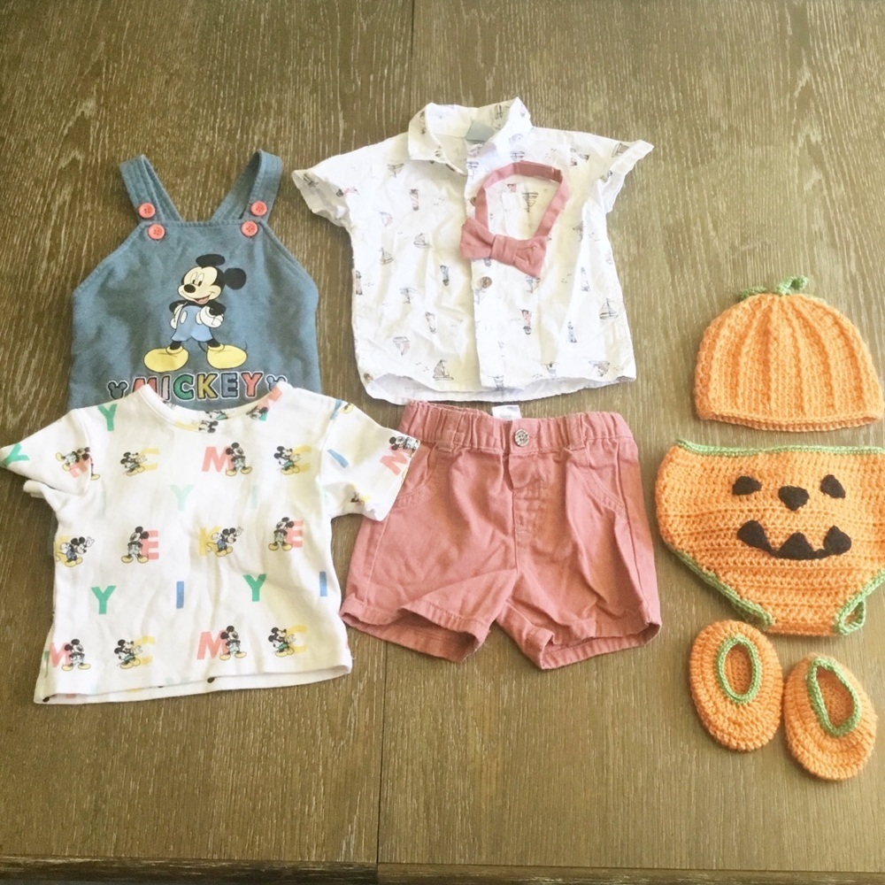 Little Lad Boats Outfits Mickey 6-9 12 Months 0-6 Pumpkin Outfit Overalls